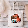 Adorable Book Lover Salmon With Reading Glasses Cute Canvas Tote Bag Adorable Book Lover Salmon With Reading Glasses Cute Canvas Tote Bag