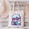 Adorable Book Lover Yeti With Reading Glasses Cute Canvas Tote Bag