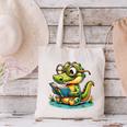 Alligator Reading a Book Animal Canvas Tote Bag