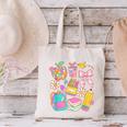 Apple Disco Pencil Books Bow Teacher Student Back To School Canvas Tote Bag