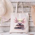 Axolotl Books Readsalotl Reading Bookworm Kawaii Axolotl Canvas Tote Bag