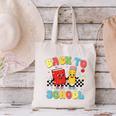 Back To School Checkered Book Pencil Groovy Teacher Student Canvas Tote Bag