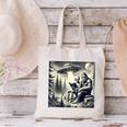 Bigfoot With Alien Reading A Book Bigfoot And UFO Canvas Tote Bag