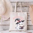Boo Ghost Books Coquette Bow Halloween Women School Teacher Canvas Tote Bag