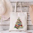 Book Christmas Tree Teacher Book Lover Crew Neck Modern Classic Christmas Small Short Sleeve -Adults -Kids Canvas Tote Bag