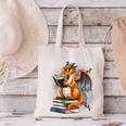 Book Dragon Reading Book Lover Canvas Tote Bag