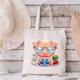Book Lover Reading Pig Canvas Tote Bag