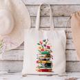 Book Stack With Flowers Reading Lover Bookish Canvas Tote Bag