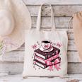 All Booked For Valentine's Teacher Coquette Bow Coffee Book Canvas Tote Bag