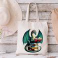 Books Dragon Reading Book Lover Canvas Tote Bag