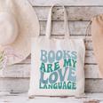 Books Are My Love Language Retro Book Quote Canvas Tote Bag