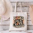 Books Are My Love Language Retro Groovy 70s Book Lover Canvas Tote Bag Books Are My Love Language Retro Groovy 70s Book Lover Canvas Tote Bag
