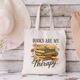 Books Are My Therapy Vintage Book Lover Daisy Art Canvas Tote Bag