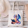 Bookworm Book Lover Women Girls Dragon Reading Canvas Tote Bag
