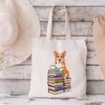 Bookworm Corgi Reading Books Drinking Coffee Dog Lover Canvas Tote Bag