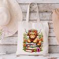 Bookworm Cute Highland Cow Reading Book Canvas Tote Bag