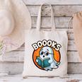 BOOOKS Cute Ghost Reading Books Halloween Canvas Tote Bag