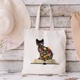 Cat Book Flowers Canvas Tote Bag