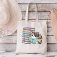 Cat On Books Pets Cats Reading Book Nerd Read Reader Bookcat Canvas Tote Bag