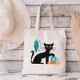 Cat Midcentury With Book And Coffee Atomic Age Mid Century Canvas Tote Bag