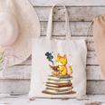 Cat Reading Books Canvas Tote Bag