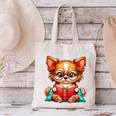 Chihuahua Reading a Book Dog Canvas Tote Bag
