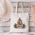 Christmas Book Reading Reader Xmas Bibliophile -Adult Christmas Tree Book Modern Canvas Tote Bag