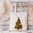 Christmas Book Tree Bookshelf Holiday For Readers Librarians Canvas Tote Bag
