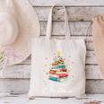 Christmas Book Tree Shirt Book Lover Librarian All Booked For Christmas Women's Christmas Book Lover Librarian Canvas Tote Bag