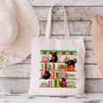 Christmas Cat Santa Bookshelves Book Lover Reader Canvas Tote Bag
