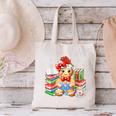 Christmas Gingerbread Man Reading Book Snowflake Teacher Canvas Tote Bag