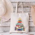 Christmas Tree Made Of Books Librarian Reader Holiday Canvas Tote Bag