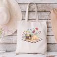 Color Floral Cute Pug Dog On Book Reading Bookworm Reader Canvas Tote Bag