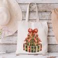 Coquette Christmas Book Tree Xmas Lights Librarian Teacher Canvas Tote Bag