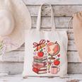 Coquette Teacher School Supplies Bows Books Globe Apple Cute Canvas Tote Bag