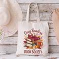 Cozy Readers Book Society Fall Autumn Floral Pumpkin Season Canvas Tote Bag