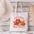 Cozy Readers Book Society Teacher Reading Floral Pumpkin Tee Canvas Tote Bag