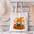 Cute Autumn Gnome Reading Pumpkin Book Lover Canvas Tote Bag