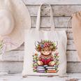 Cute Baby Highland Cow With Reading Book Bookworm Canvas Tote Bag