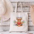 Cute Baby Highland Cow Reading Book Lover Toddler Canvas Tote Bag