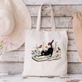 Cute Cat Flower Garden Book Kitty Reading Floral Men Women Girls Kids Canvas Tote Bag Cute Cat Flower Garden Book Kitty Reading Floral Men Women Girls Kids Canvas Tote Bag