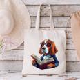 Cute Dog Basset Hound Reading Book Canvas Tote Bag Cute Dog Basset Hound Reading Book Canvas Tote Bag