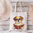 Cute Dog Boxer Reading Book Canvas Tote Bag