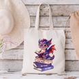 Cute Dragon Read Books Be Kind Stay Weird Book Lover Canvas Tote Bag