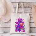 Cute Dragon Reading Books Bookworm Canvas Tote Bag