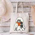 Cute Ghost Cat Reading Book Spooky Season Halloween Costume Canvas Tote Bag Cute Ghost Cat Reading Book Spooky Season Halloween Costume Canvas Tote Bag