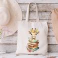 Cute Giraffe With Book Floral Bookworm Librarian Book Lover Canvas Tote Bag