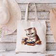 Cute Kitten Bookworm Adorable Cat With Glasses Reading Book Canvas Tote Bag