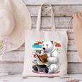 Cute Polar Bear Is Reading a Book Reading Polar Bear Canvas Tote Bag