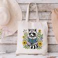 Cute Raccoon Reading Book Flowers Canvas Tote Bag
